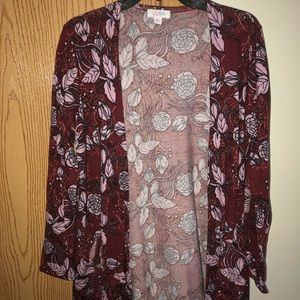 Lularoe Sarah, maroon floral, size M.